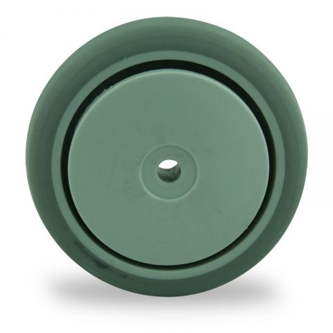 Wheel 75mm for light trolleys made from grey rubber,plain bearing.