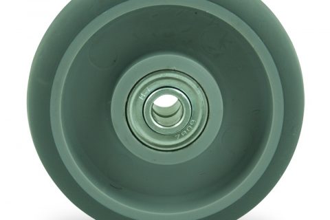 Wheel 75mm for light trolleys made from grey rubber,double ball bearings.