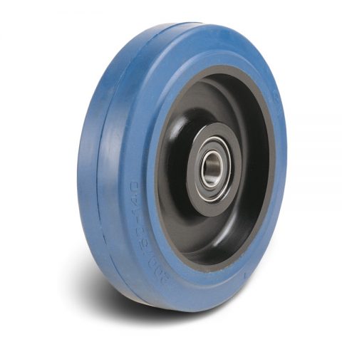 Loose wheels for trolleys.Non marking elastic rubber with Polyamide and Stainless Double ball bearings