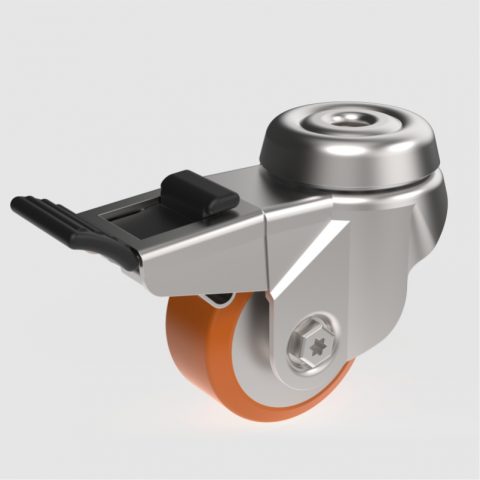 Total lock castor 50mm for heavy duty,wheel made of Polyurethane,double ball bearings.Bolt hole fitting