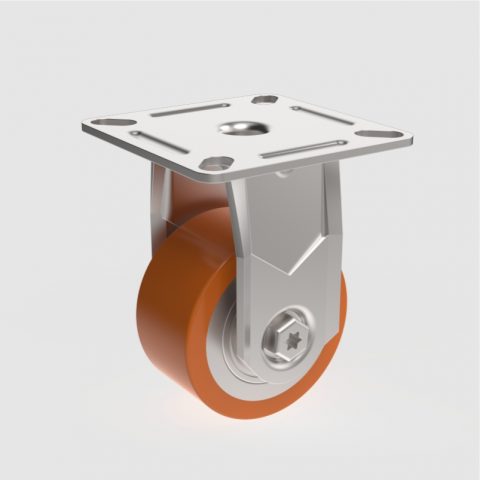 Zinc plated fixed  castor 50mm for heavy duty,wheel made of Polyurethane,double ball bearings.Top plate fitting